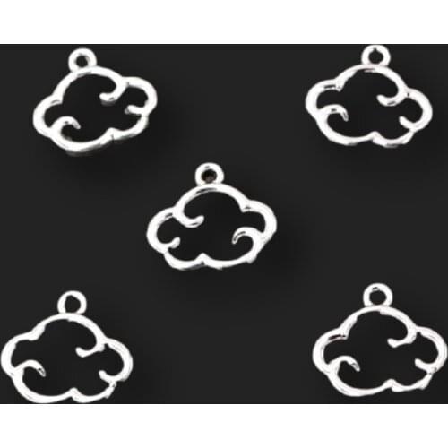 30pcs Silver Plated Cute Clouds Pendant Hip Hop Bracelet Earrings Accessories DIY Charms For Jewelry Crafts Making 14*13mm A2397
