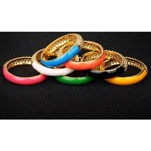 Simple Color Gold-plated Oil Drop Ring Zircon Enamel Geometric Fashion Crystal Ring