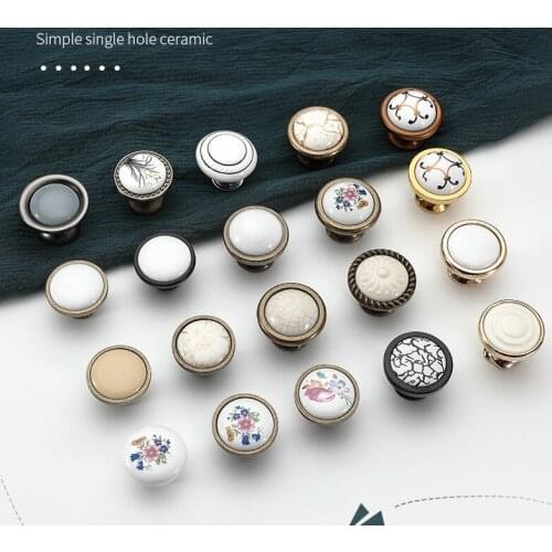 Simple Single hole Ceramic handle Kitchen Furniture handle cabinet pulls drawer knobs Ceramic Handles Drawer Pulls Knobs