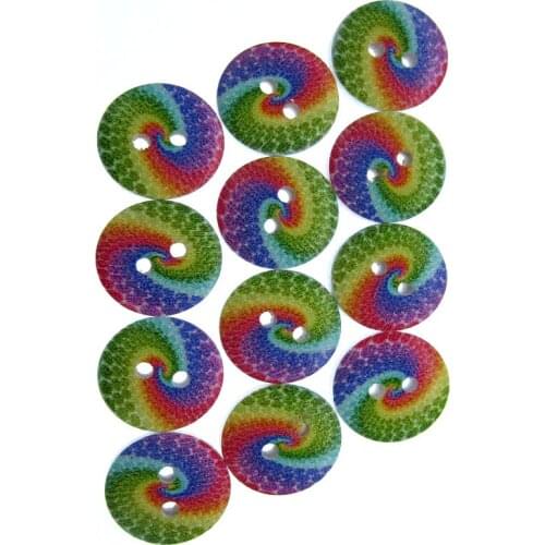 50pcs 5/8" Printed multicolor Rainbow buttons round wood buttons Fit sewing clothing scrapbooking accessory 15.0mm