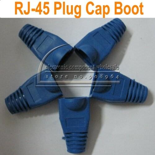 RHECCOW 500pcs/lot RJ45 RJ-45 Blue Plug Cap Boot Cat5 Cat5e Cat6 Network Connector RJ 45 Ethernet Cable Protective Sleeve
