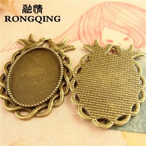 RONGQING 25*18MM 30pcs/lot oval Retro Tray necklace DIY Accessories Wholesale Craft