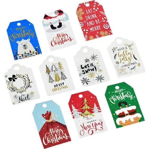 100pcs/lot Merry Christmas Tag DIY Kraft Tags Labels Gift Wrapping Paper Hang Tags Santa Claus Paper Cards Xmas Party Supplies