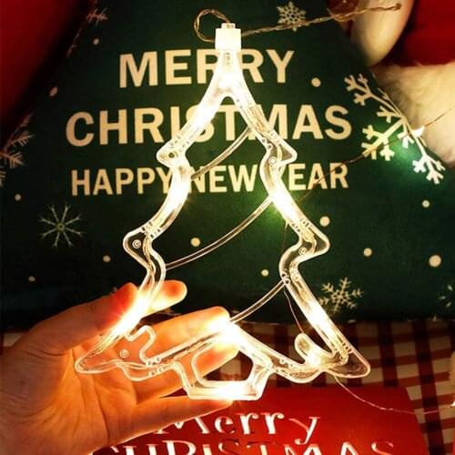 Christmas LED Curtain Lamp With Hook Christmas Tree Bell Milu-Deer Bedroom Decoration Salon Home Decor