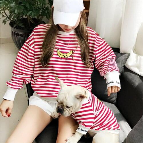 Miflame Family Dogs Clothes French Bulldog Corgi Clothes For Small Dogs Hoodies Stripe Banana Dogs And Owner Matching Outfits