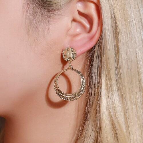 New 2020 Geometric Fashion Jewellery Design Concave Convex Drop Earrings Hyperbole Geometric Hollow Drop Earrings