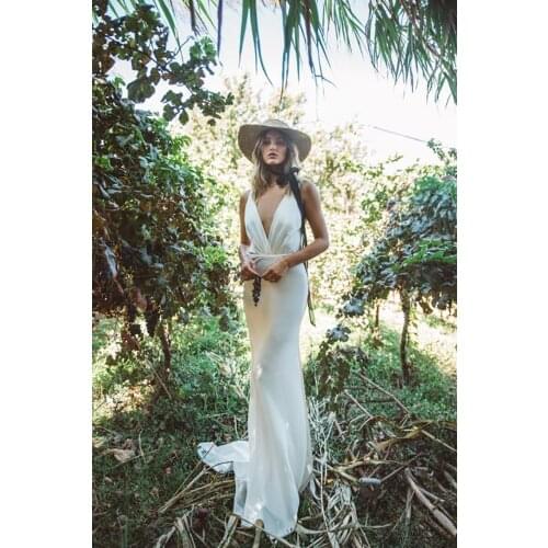 Chiffon Boho Wedding Dresses Sexy Backless Mermaid Sheath Design Vestido De Novia 2020 Bridal Dress