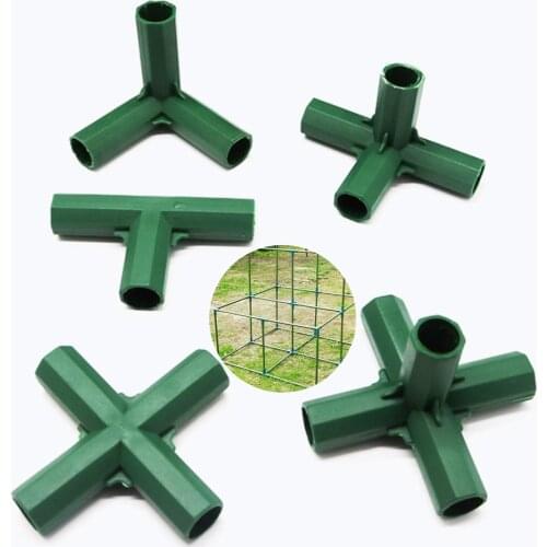 6pcs 16mm Inner Diameter Gardening Plant Stakes Plastic Edging Corner Connection Accessories Greenhouse Plant Frame Connectors