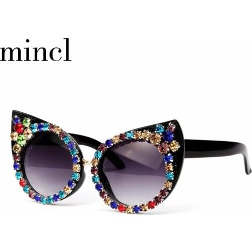 Luxury Diamond Women Sunglasses Round Shape Metal Female Sun Glasses UV400 Pink Crystal Eyewear Vintage bling Sunglasses