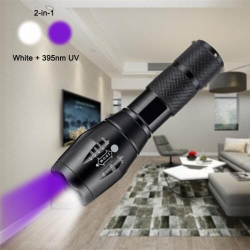 2021 3W Zoom White UV Flashlight 2-in-1 Ultraviolet Torch Light New Military Grade Tactical Lantern For Catch Scorpion Camping
