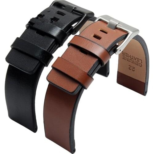 Military Nubuck Leather Watchband for Hamilton Breitling Samsung Watch Strap Field Avaition 20/22/24mm Black Brown Watch Bracele