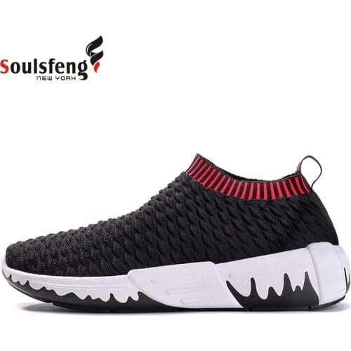 Soulsfeng Men Slip-on Knitted Sports Shoes Outdoor Running Shoes Non-slip Walking Unisex Sports Shoes Women Sneakers Shoes