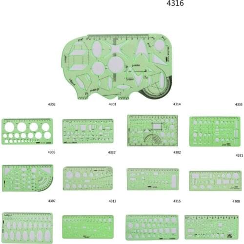 XRHYY Green Plastic Measuring Drawing Templates Multi-Function Plastic Geometric Rulers for Office and School Building Formwork