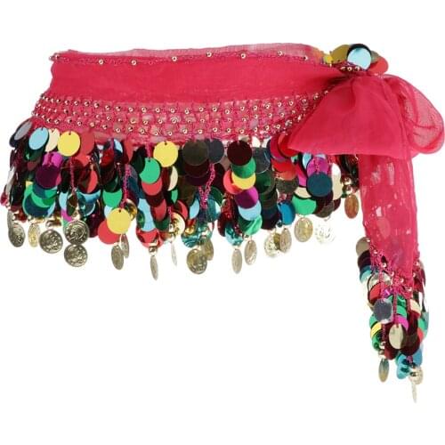Womens Waist Chain Hip Skirt Scarf With Sequins Tassel Coins