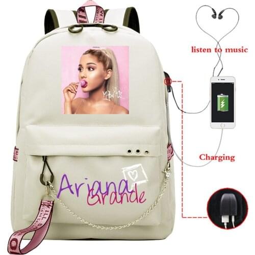 Bookbag Mochila Feminina Ariana Grande Backpack Usb Charging School Bags Teenage Girls Laptop Back Pack Women Travel Bagpack