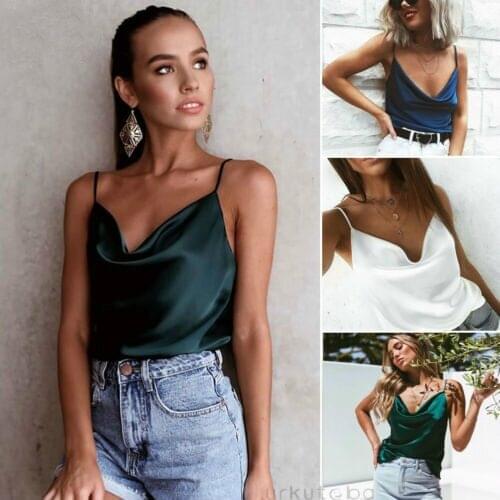 2019 New Womens Sexy Fashion V-Neck Chiffon Camis Loose Sleeveless Tank Top Cool Comfortable Solid Color Hot Selling