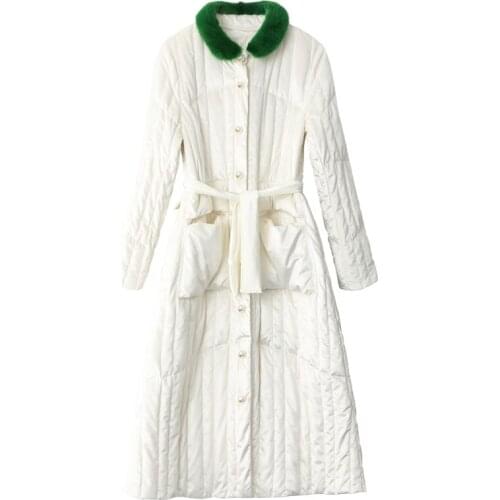 Mink Fur Collar Womens Autumn Winter Coat Female Jacket Women Clothes 2020 Korean White Duck Down Parka ZT3860