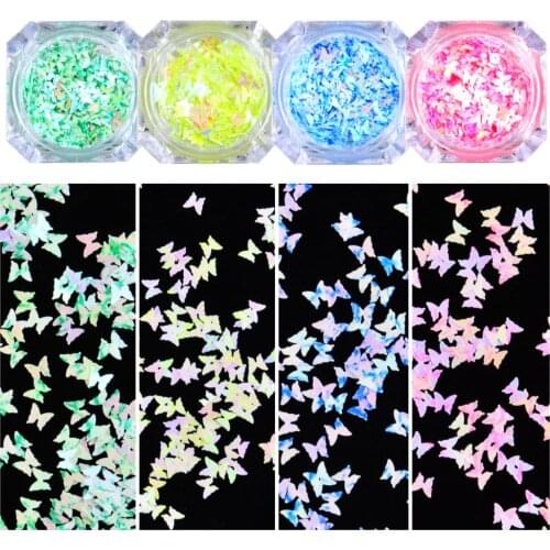 1 Box Colorful Butterfly Nail Sequins Paillette Mirror Sparkly Mermaid Sequins Spangles Polish Manicure Nails Art Decorations