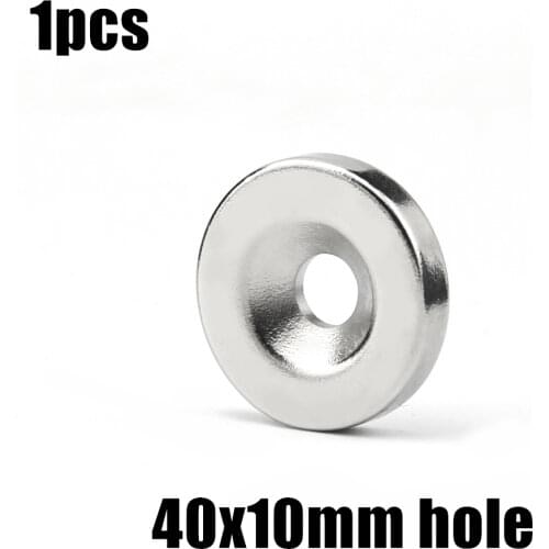 1pcs 40 x 10 mm Hole: 6mm super Strong Round Neodymium Countersunk Ring Magnets Rare Earth N50 Free Shipping