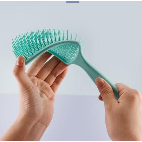 1pc Portable Mesh Hollow Comb Hair Styling Smooth Hair Care Large Bending Comb 5 Color Random