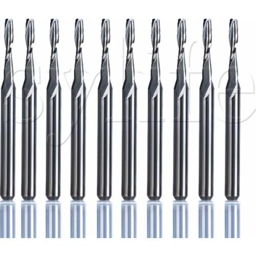 10pcs/lot 3.175*1.5*7mm Two Flutes Solid Carbide Micro End Mill, Milling Cutters, CNC Wood Engraving Tools, Spiral Router Bits