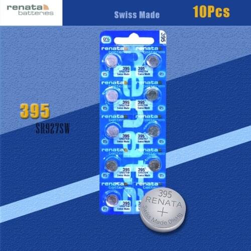 10 Xrenata Silver Oxide Watch Battery 395 SR927SW 927 1.55V 100% original brand renata 395 renata 927 battery