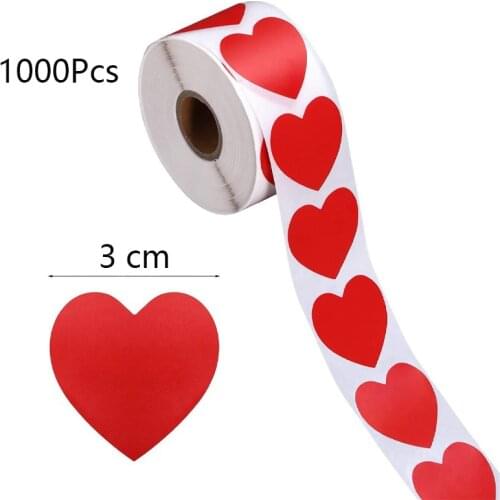 1000pcs/roll Heart Stickers Wedding Decoration Seal Labels Stickers with Heart Shaped Love Gift Packaging Stationery Sticker
