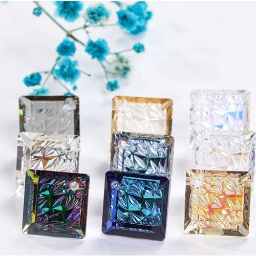14mm Shiny Glass Rhinestones Pendants Square Shape Jewelry Stones Glitter Bracelets Rhinestones Flatback Crystals