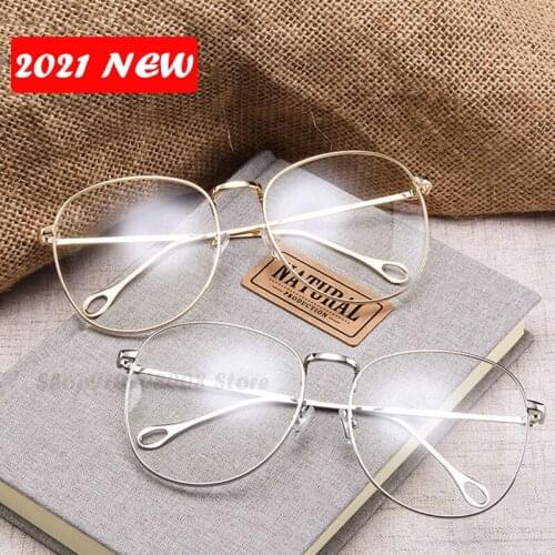 2021 Glasses Frame Women Round Oversized Eyeglasses Frame Large Flat Mirror Eyewear Men/Women Big Frame Mirror Gafas