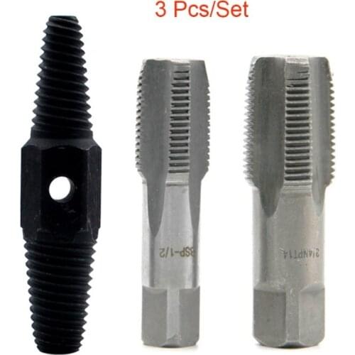 3pcs 1/2 Inch 3/4 Inch Wire Screw Extractor Broken Water Pipe Thread Repair Tap Set Remover Tools