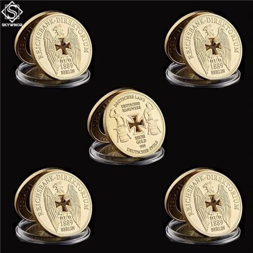 5PCS 1889 Berlin German Reichsbank Direktorium Gold Hollow Cross Eagle Coins W/ Acrylic Case
