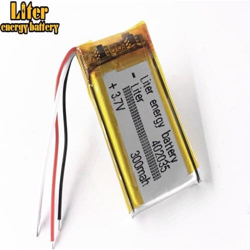 5pcs/lot 3 line Good Qulity 3.7V,300mAH,402035 Polymer lithium ion / Li-ion battery for TOY,POWER BANK,GPS,mp3,mp4