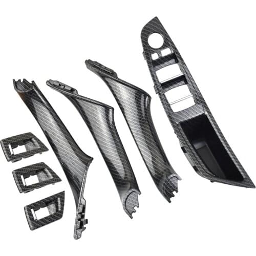 7pcs Carbon Fiber New Car Interior Inner Door Handle Panel Pull Trim Cover For BMW 5 series F10 F11 520 525