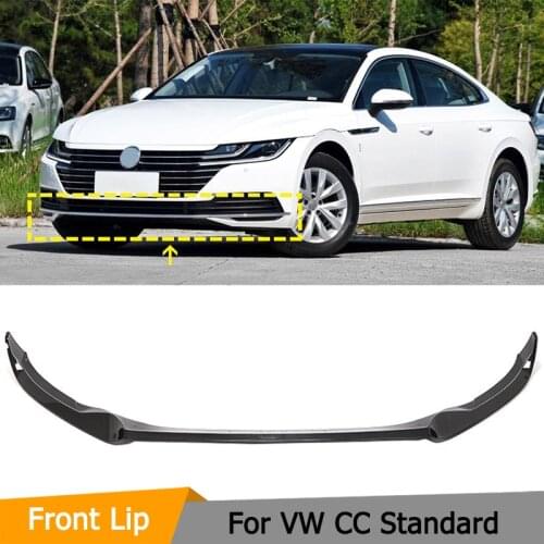 Car Front Lip Spoiler For Volkswagen VW CC Standard 2019 2020 Not R-Line Carbon Fiber Front Bumper Lip Chin Splitters Guard