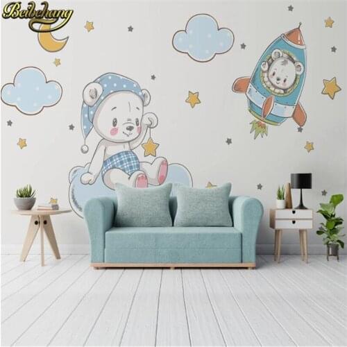 Beibehang Custom Cartoon elephant balloon bear bear wallpaper for children room background 3D wall paper living room decoration
