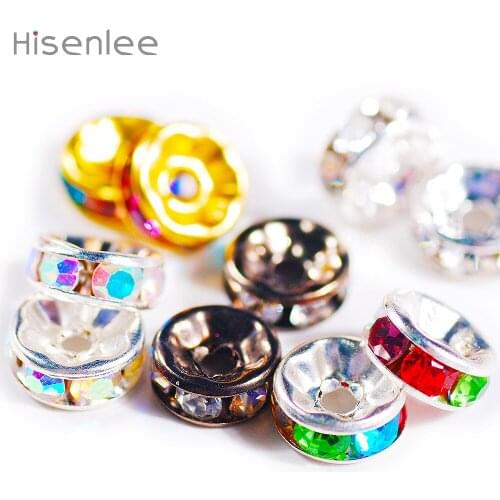 100pcs/lot 8MM Zinc alloy Colourful Round Glass Crystal Loose Beads For Necklace Bracelet DIY Charms Jewelry Making Tools