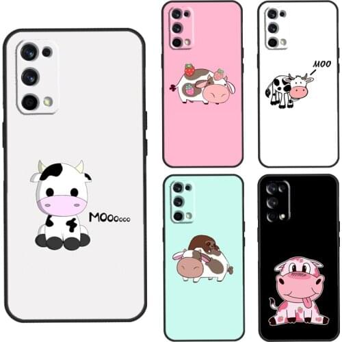 Animal Cute Cartoon Cow Case For OnePlus 8T 7T Nord 7 8 9 Pro Cover For Realme 8 7 6 Pro Q3 C3 C11 C15 C21 GT Neo