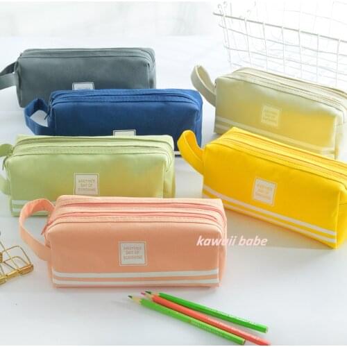 Large Capacity Pencil Case Simple Japanese Pencil Cases Pure Color Estuche Escolar Creativity Estuche Lapices Piornik Szkolny