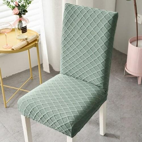 Thick Dining Room Chair Cover Solid Color 3D Embossed Striped Lattice Home Stretch Chair Seat Cover Spandex Funda Silla Comedor