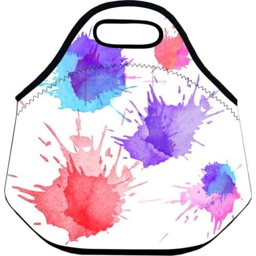 Ink Colorful Lunch Bags for Kids School Lunch Tote Personalized Lunch Bags Women Neoprene Soft Custom Name ANG Text