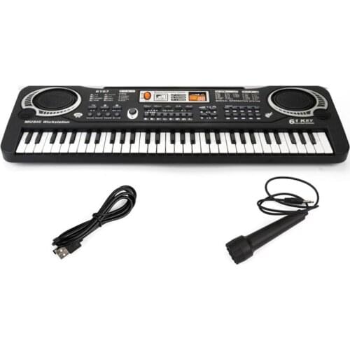 Keyboard Piano Kids 61 Key Electronic Digital Piano Musical Instrument Kit with Microphone,US Plug