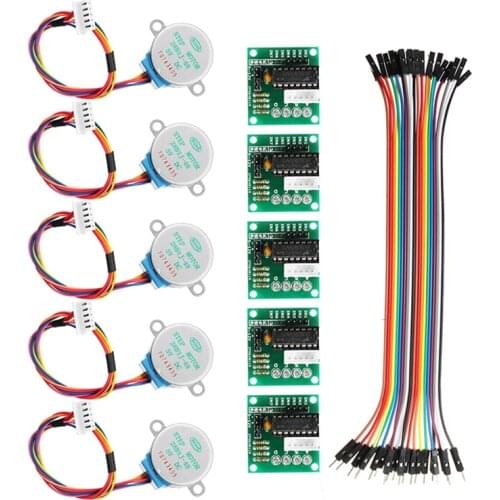 ELEG-5Pcs 5V Stepper Motor Set With Uln2003 Driver Board Dupont Cable Diameter 28Mm For Arduino