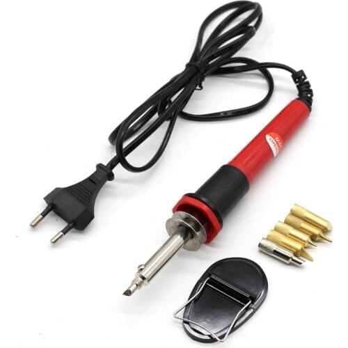 220V 30W Electric Soldering Iron Wood Burning Embossing Pen Carving Pyrography Tool Set With Welding Tips Kit And Stand