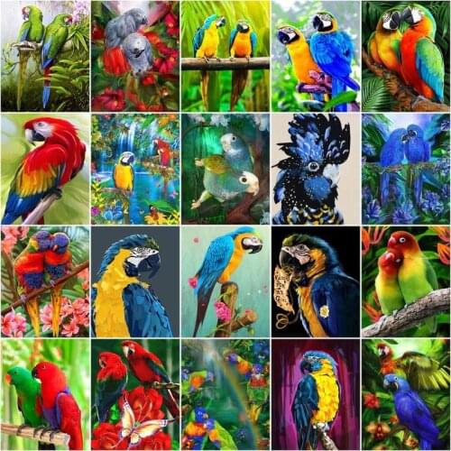 GATYZTORY DIY Painting By Number Parrot Drawing On Canvas Pictures By Numbers Animal Hand Painted Paintings Art Home Decor