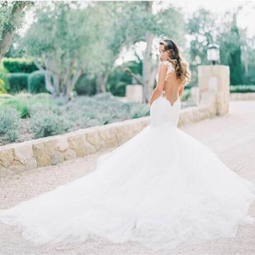 Kurti Exquisite 2017 Sexy Cap Sleeve Mermaid Wedding Dresses Lace Beaded Bridal Gowns Vestido De Noiva Backless Custom Made