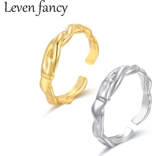 925 Sterling Silver Trendy Jewelry Fashion Irregular Line Twisted Rope Tiny Ring Gold Thin Band Adjustable Ring for Gilrs