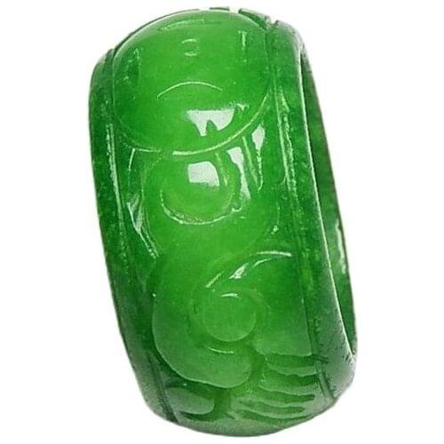 Jade ring delicate cyan dry green iron dragon jade carved jade ring for men and women finger clasp couple ring