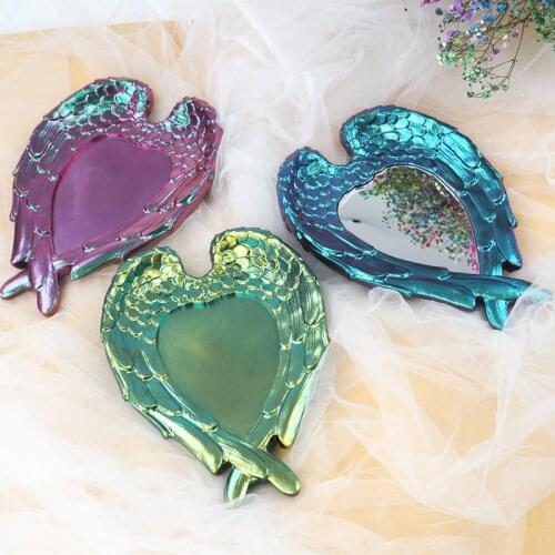 Wing Heart Shape Mirror Tray Silicone Mold DIY Epoxy Crystal Resin Plate Molds Concrete Ceramic Clay DIY Craft Mould Home Decor
