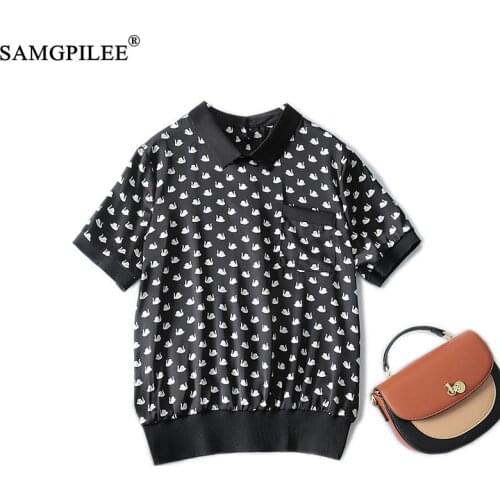 Summer T-shirts Oversized 2021 New Single-breasted Back Lapel Animal Figure Chiffon Shirt Korean Short-sleeved Women T Shirt 4XL