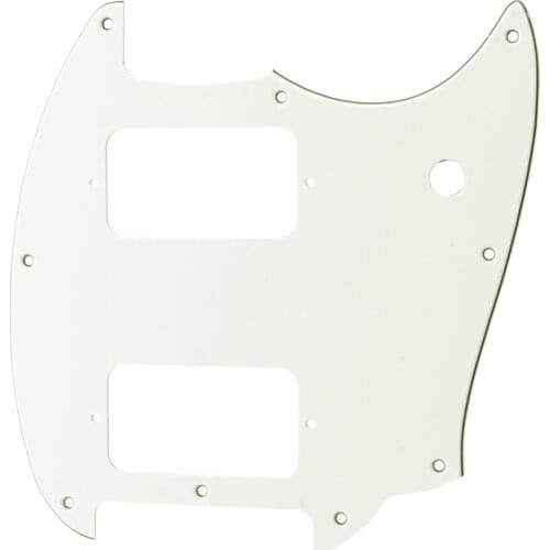 Musiclily Pro 9 Holes Round Corner HH Guitar Pickguard 2 Humbuckers for Squier Bullet Series Mustang, 3Ply White